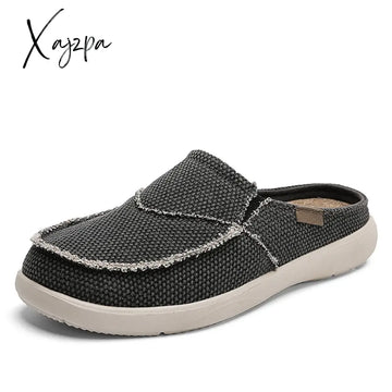 Xajzpa - Summer Men Slippers Classic Outdoor Slip-On Canvas Shoes Light Breathable Flat Loafers